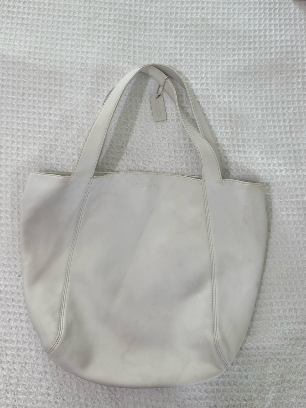 Coach White Leather Tote Bag | Large Shoulder Bag | Genuine Leather - Picture 5 of 10